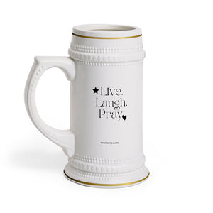 Warehouse: Live Laugh, Pray. with Emergency Bible 2 designs in 1 Stein Mug