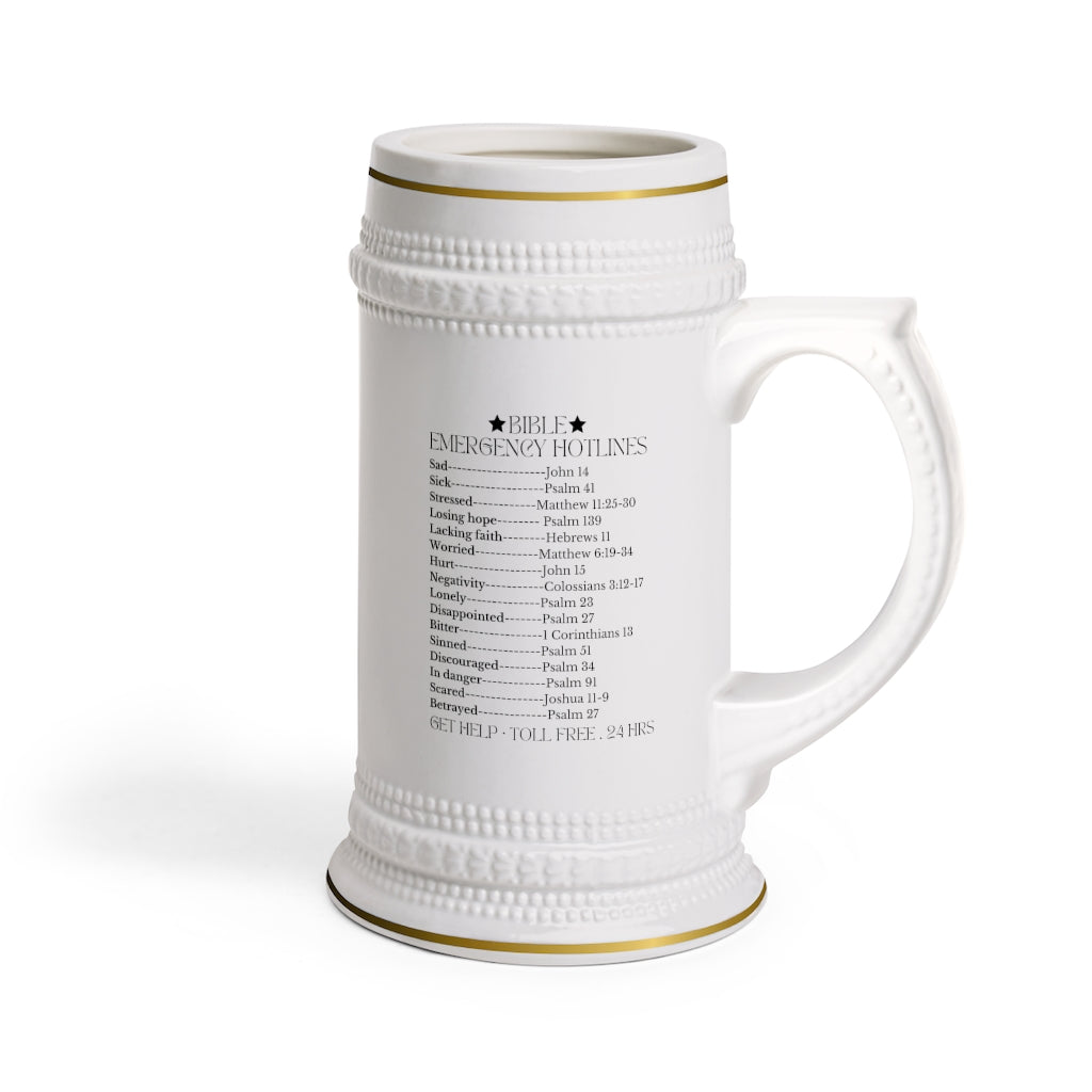 Warehouse: Live Laugh, Pray. with Emergency Bible 2 designs in 1 Stein Mug