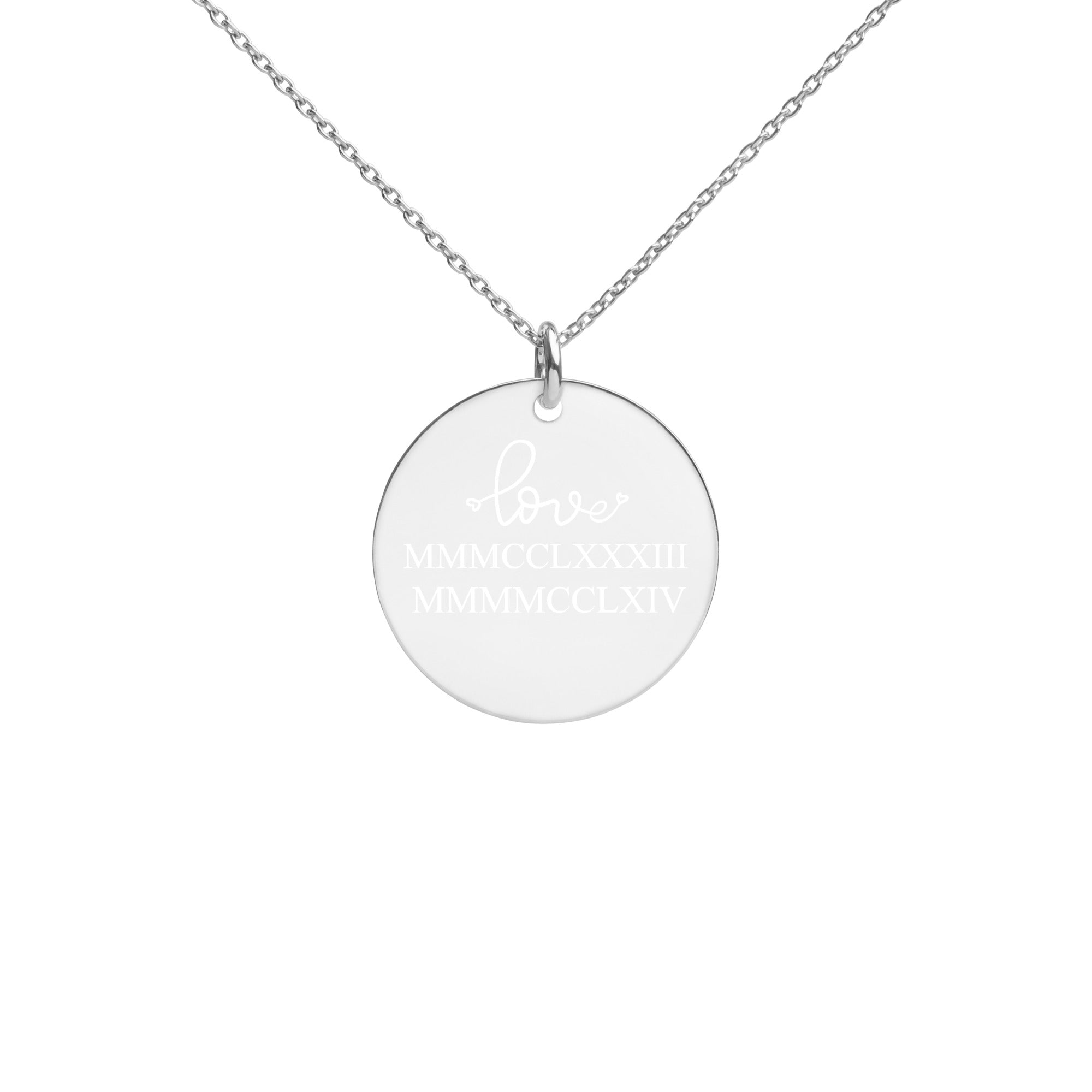 Warehouse: Customizable Engraved Silver Disc Necklace Accent