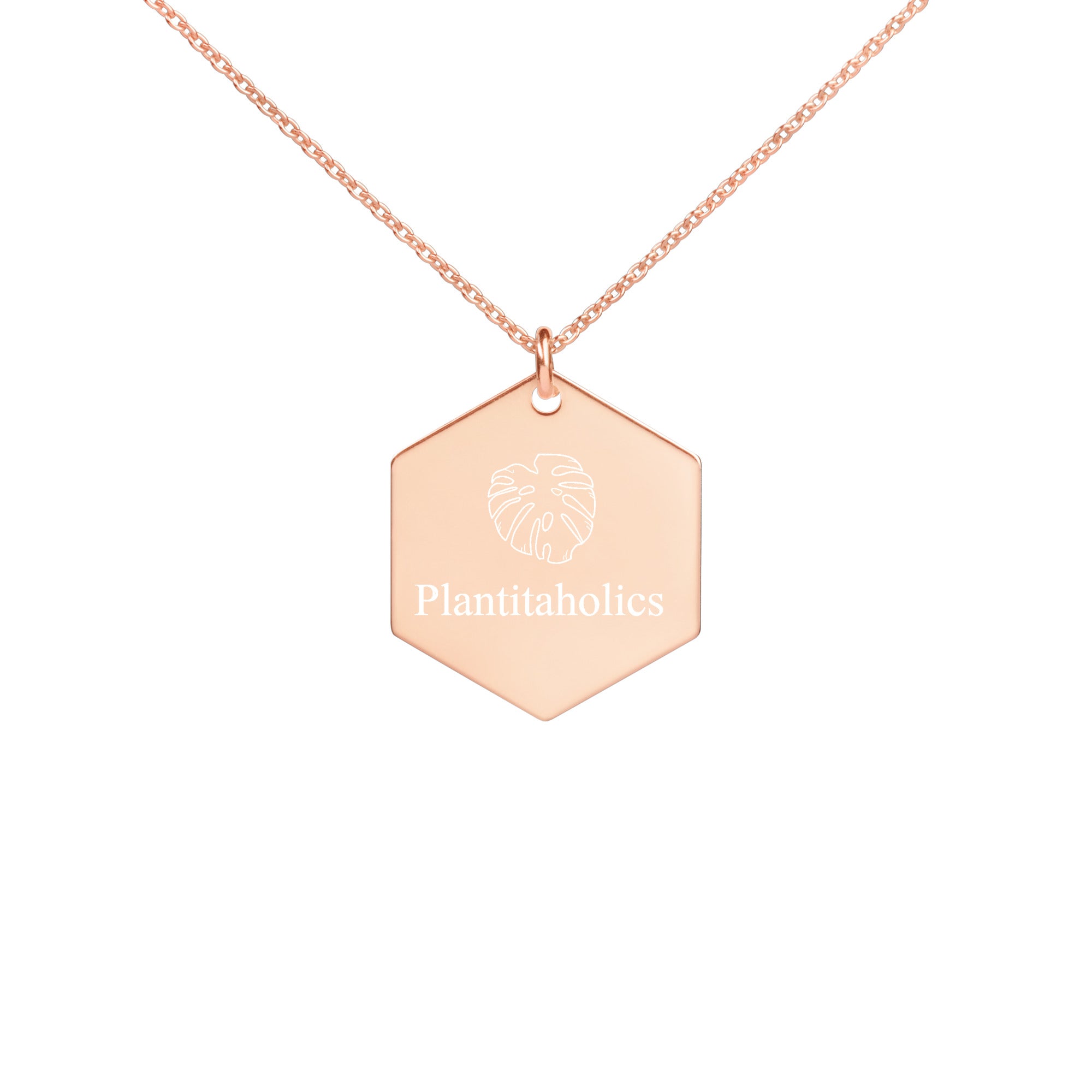 Warehouse: Monsterra Customizable Engraved Silver Hexagon Necklace