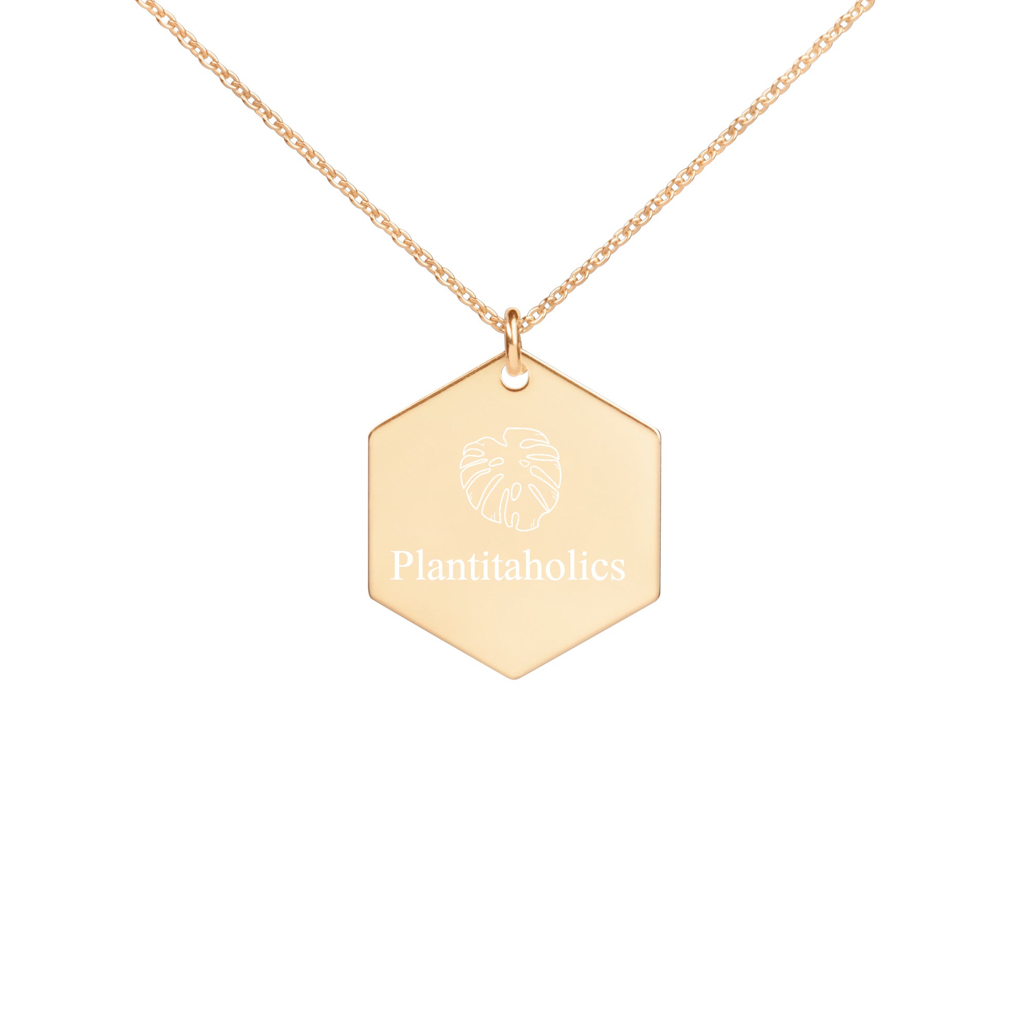 Warehouse: Monsterra Customizable Engraved Silver Hexagon Necklace