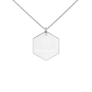 Warehouse: Monsterra Customizable Engraved Silver Hexagon Necklace