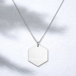 Load image into Gallery viewer, Warehouse: Monsterra Customizable Engraved Silver Hexagon Necklace
